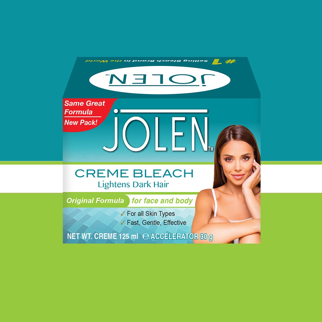 Jolen Crema Blanqueadora Fórmula Original 125 ml, etiqueta cercana para revisar indicaciones de uso.