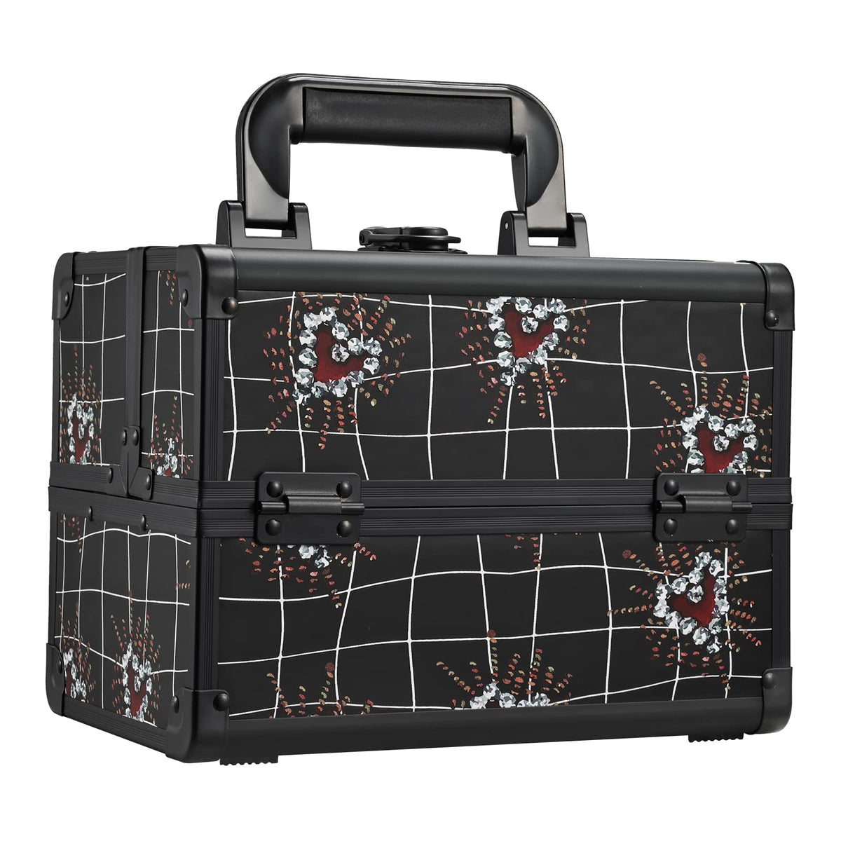 Joligrace cofre-maquillaje-viaje-2-bandejas: ideal para viajar y ordenar cosméticos con acceso rápido.