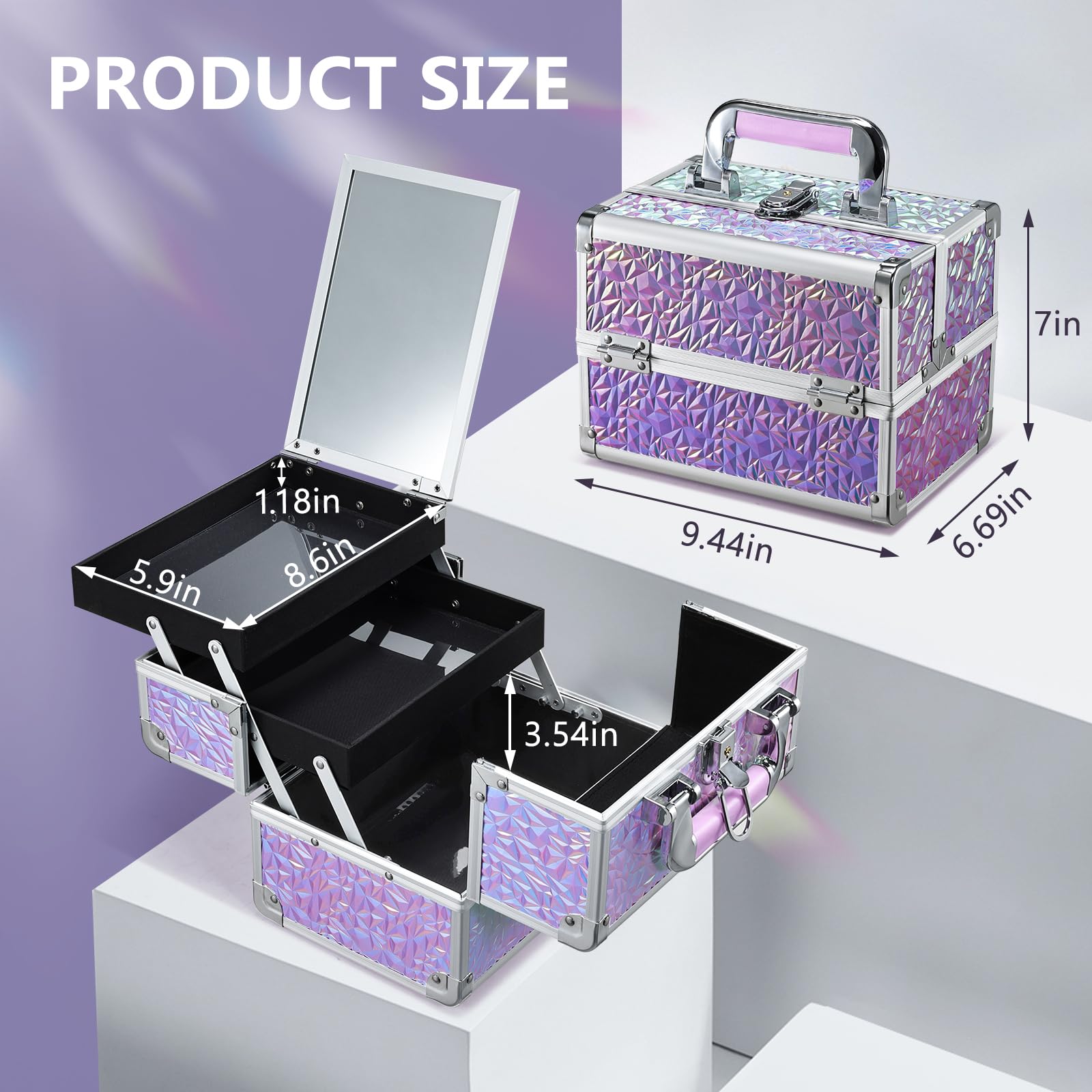 Joligrace maletín maquillaje asa antideslizante, transporte cómodo