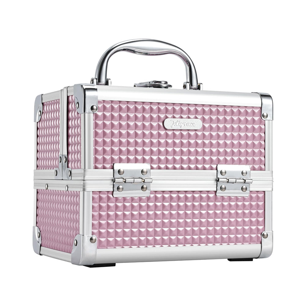 Joligrace maletín maquillaje portátil rosa, protege cosméticos durante el viaje.
