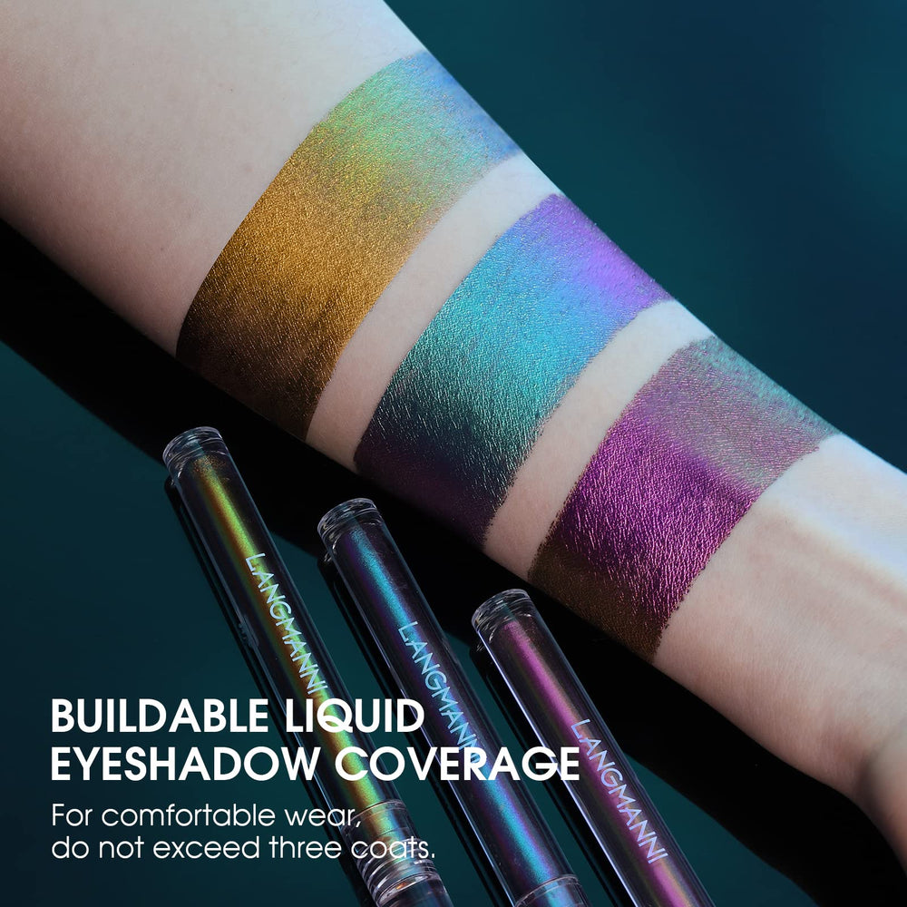 Jolilab Liquid Chameleon Eyeshadow Holographic Glitter swatch for saturated glitter sheen