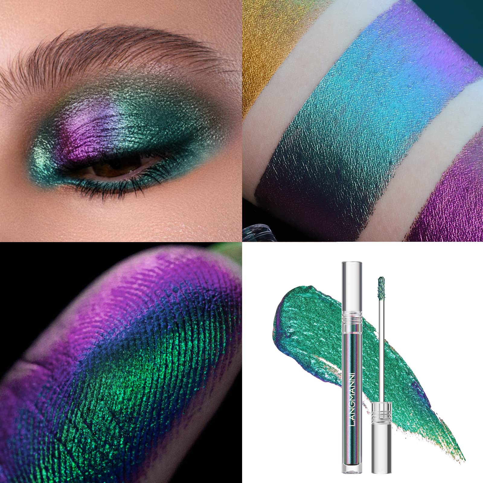 Jolilab Liquid Chameleon Eyeshadow Sparkle Sheen swatch for luminous, crease-free color