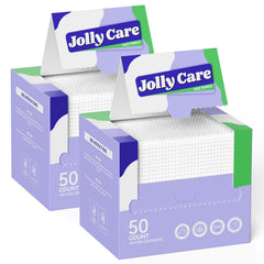 Jolly Care toallas desechables para rostro, paquete de 50, limpieza suave y rápida.