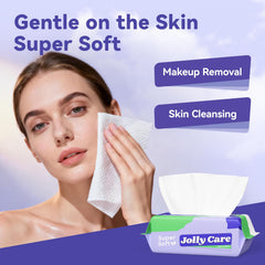 Jolly Care, toallas faciales desechables con textura perla para piel suave.