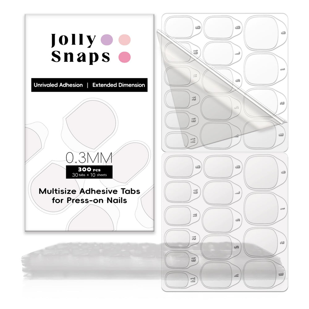 Jolly Snaps bandas adhesivas para uñas, 300 unidades, agarre seguro para uñas postizas.