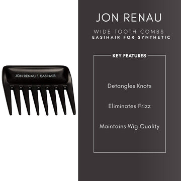 Jon Renau peine dientes anchos con cabello humano, cuidado suave para cabellos delicados.