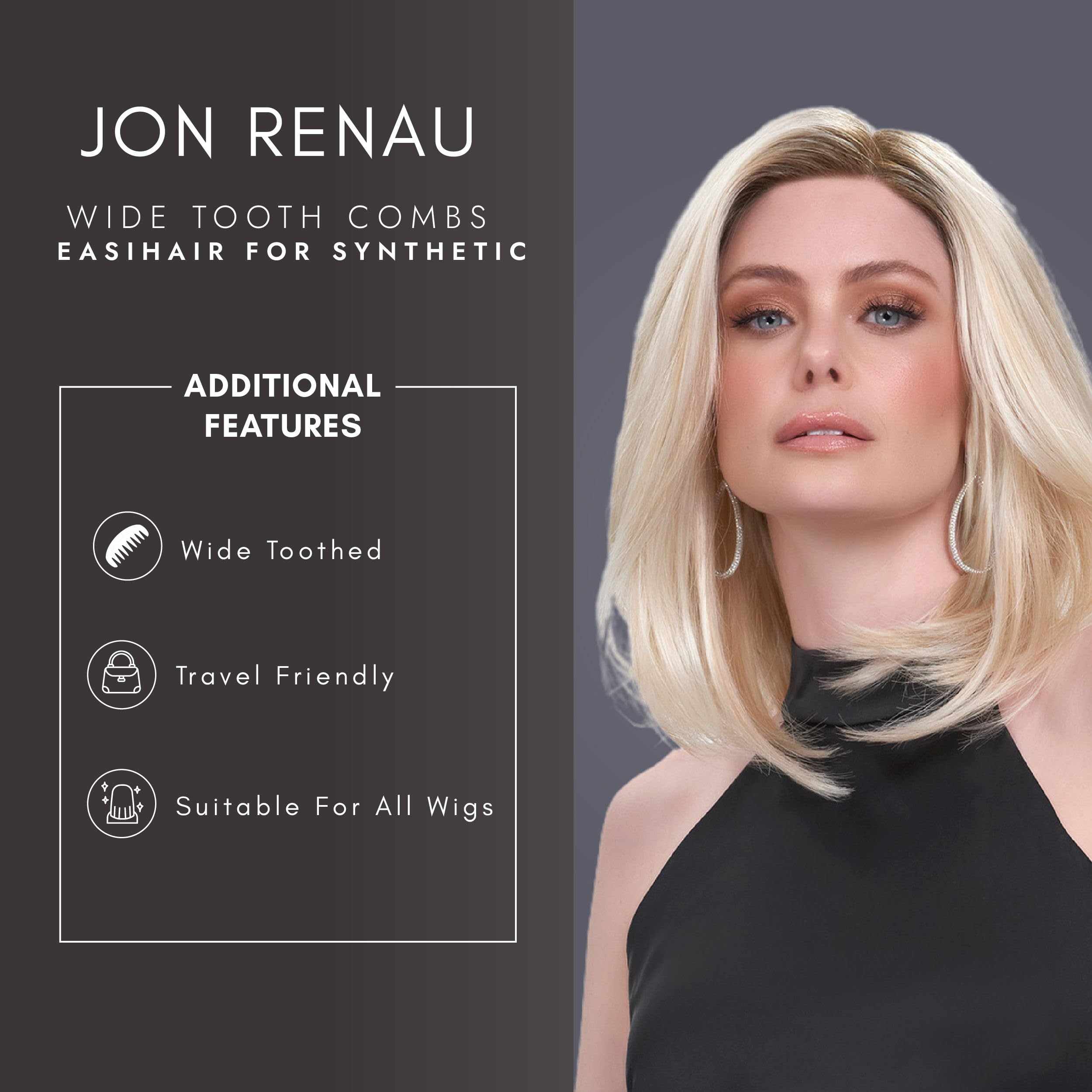 Jon Renau peine dientes anchos, seguro para todas las construcciones de peluca.