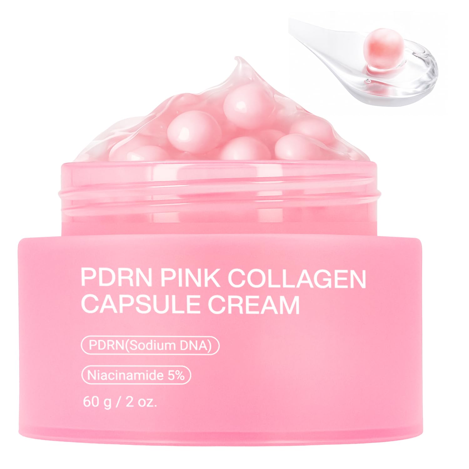 Cápsulas rosadas de Jorceray PDRN para crema facial nutritiva que hidrata
