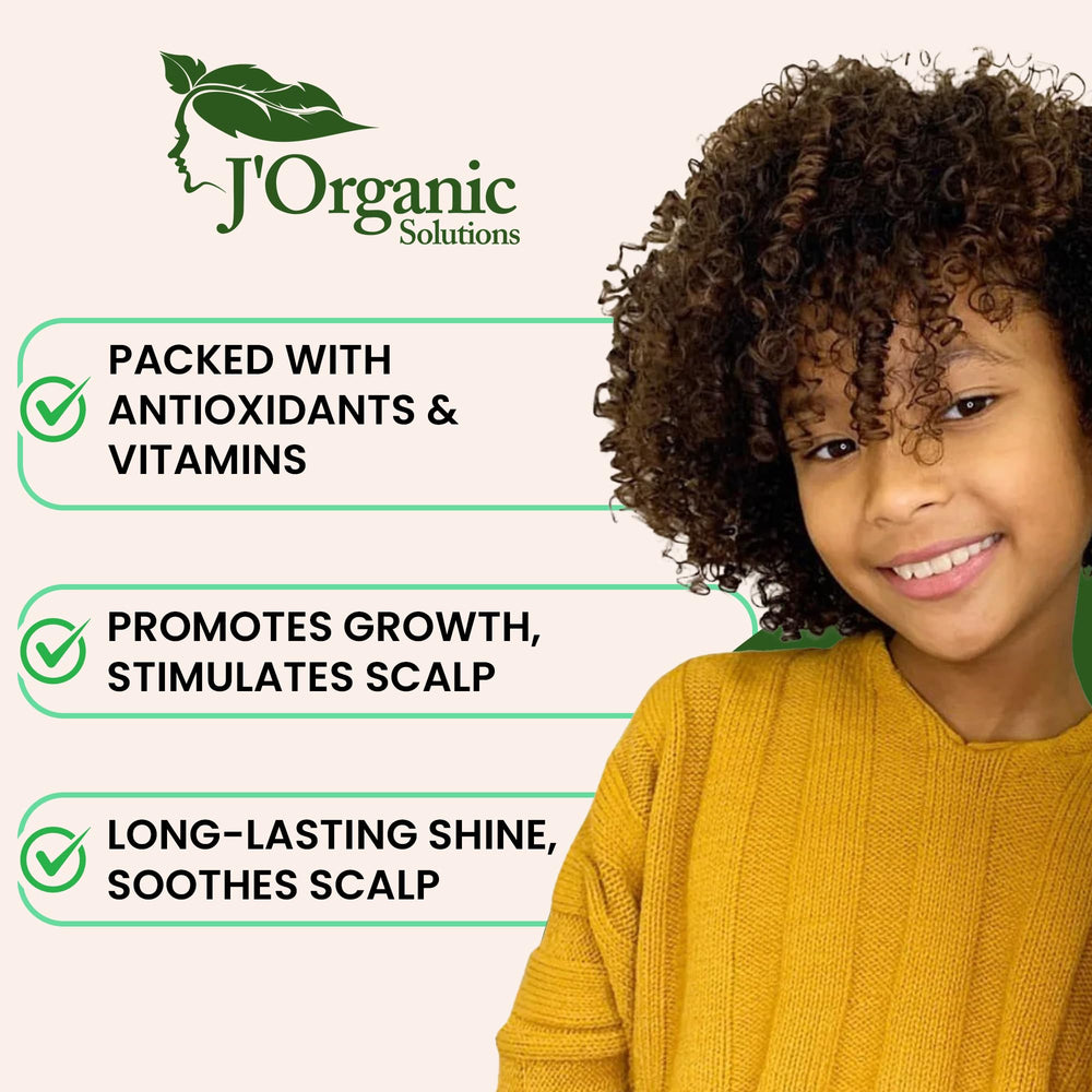 J'Organic Solutions Textura ligera para cabello infantil sin grasa.