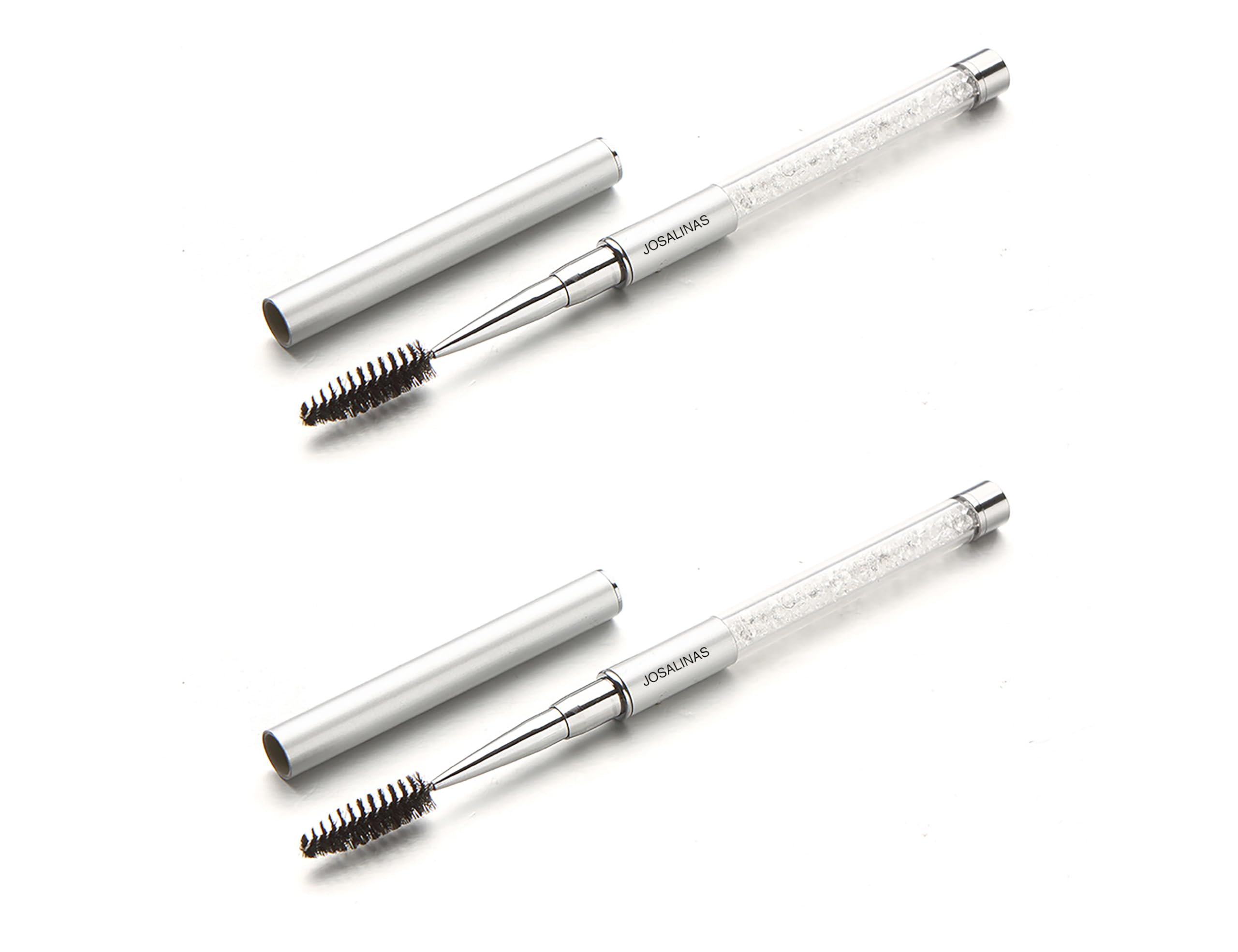Cepillos JOSALINAS para cejas y pestañas, cepillo spoolie plateado para definir y desenredar.