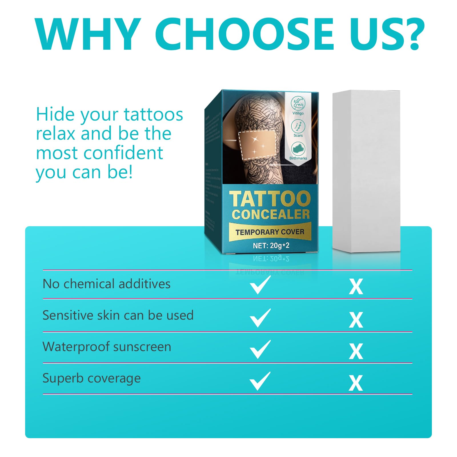 Josera cobertura tatuaje acabado natural en piel.