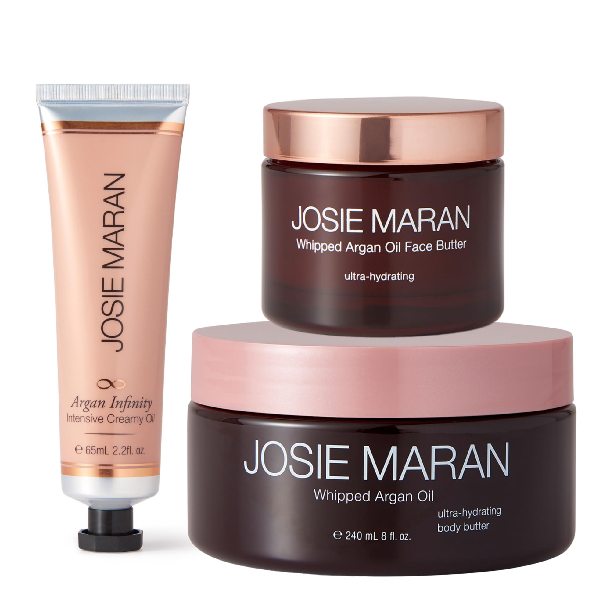 Josie Maran Aceite Cremoso de Argán en botella, hidratación profunda para piel seca.