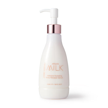 Josie Maran Argan Milk Body Serum en bote, hidratación profunda para piel seca