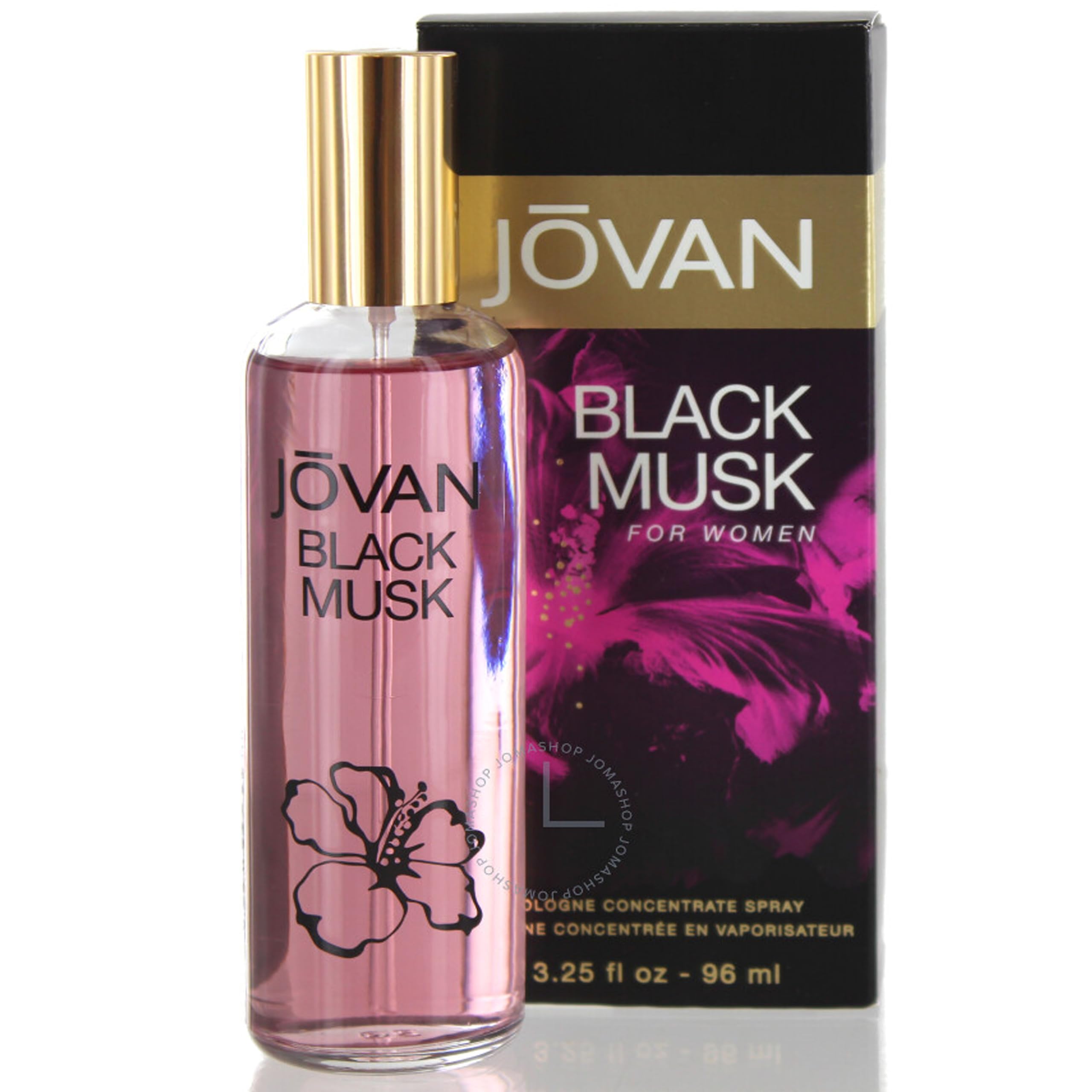 Jovan Black Must, botella elegante, aroma envolvente para ocasiones especiales.