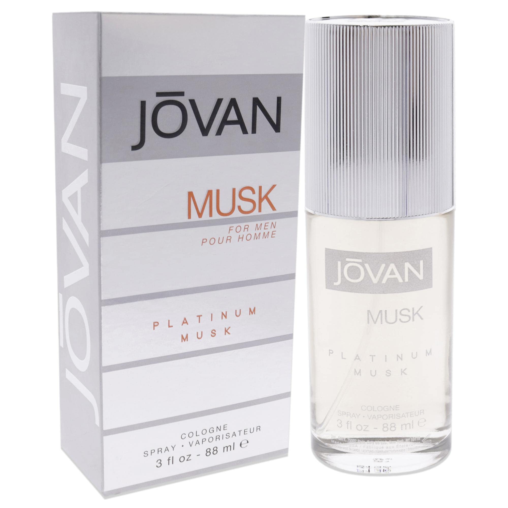 Diseño del frasco de Jovan Platinum Musk con detalle elegante