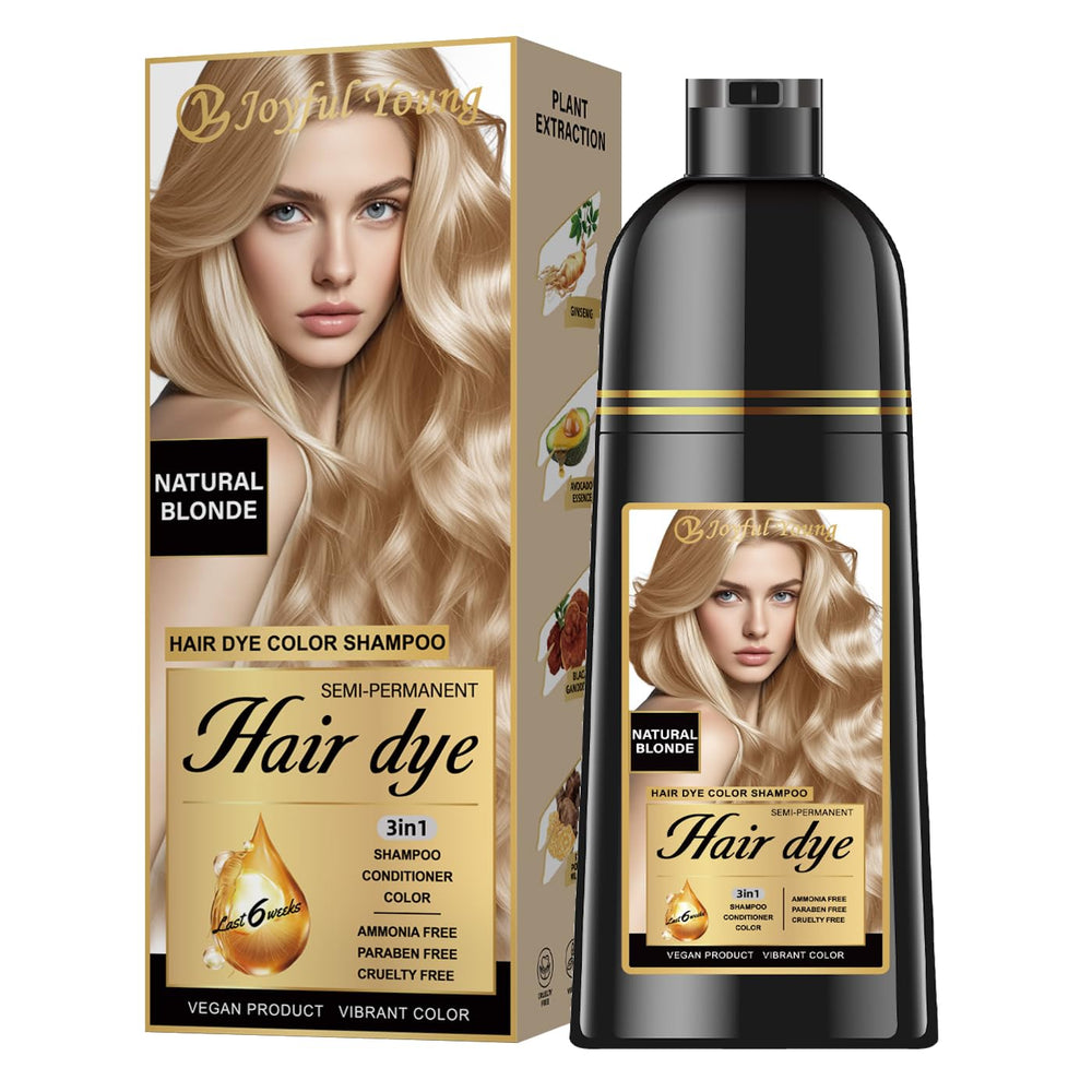 Joyful Young champú-tinte natural 3 en 1, cobertura de canas rápida.