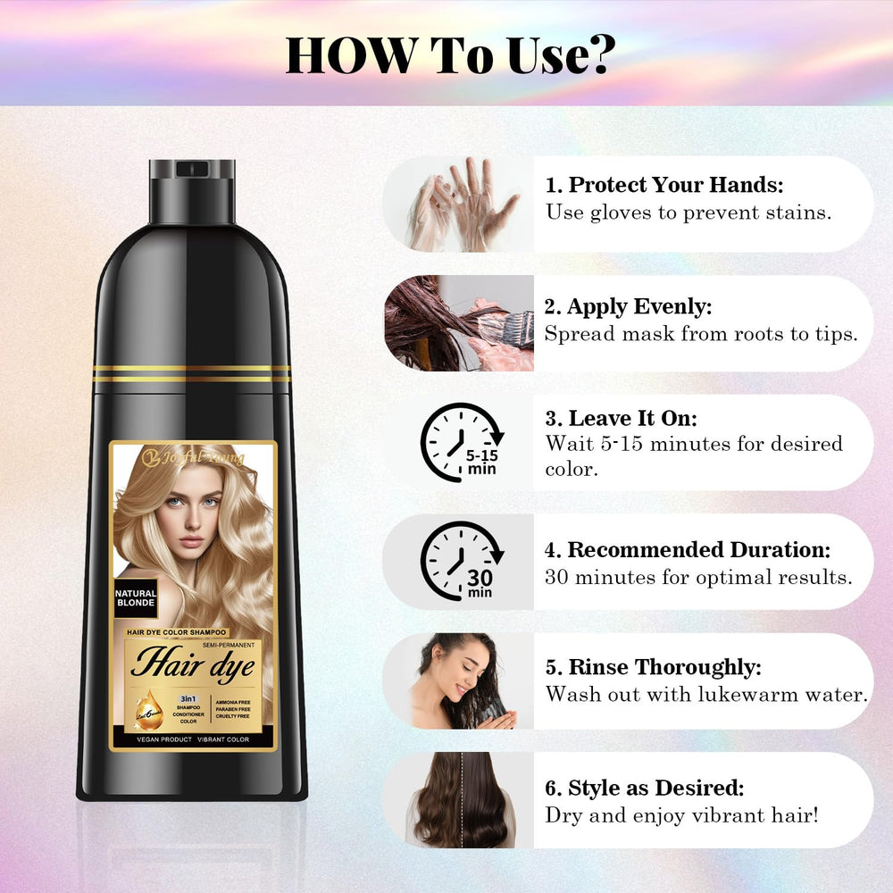 Joyful Young champú-tinte libre de amoniaco y parabenos para cabello suave.