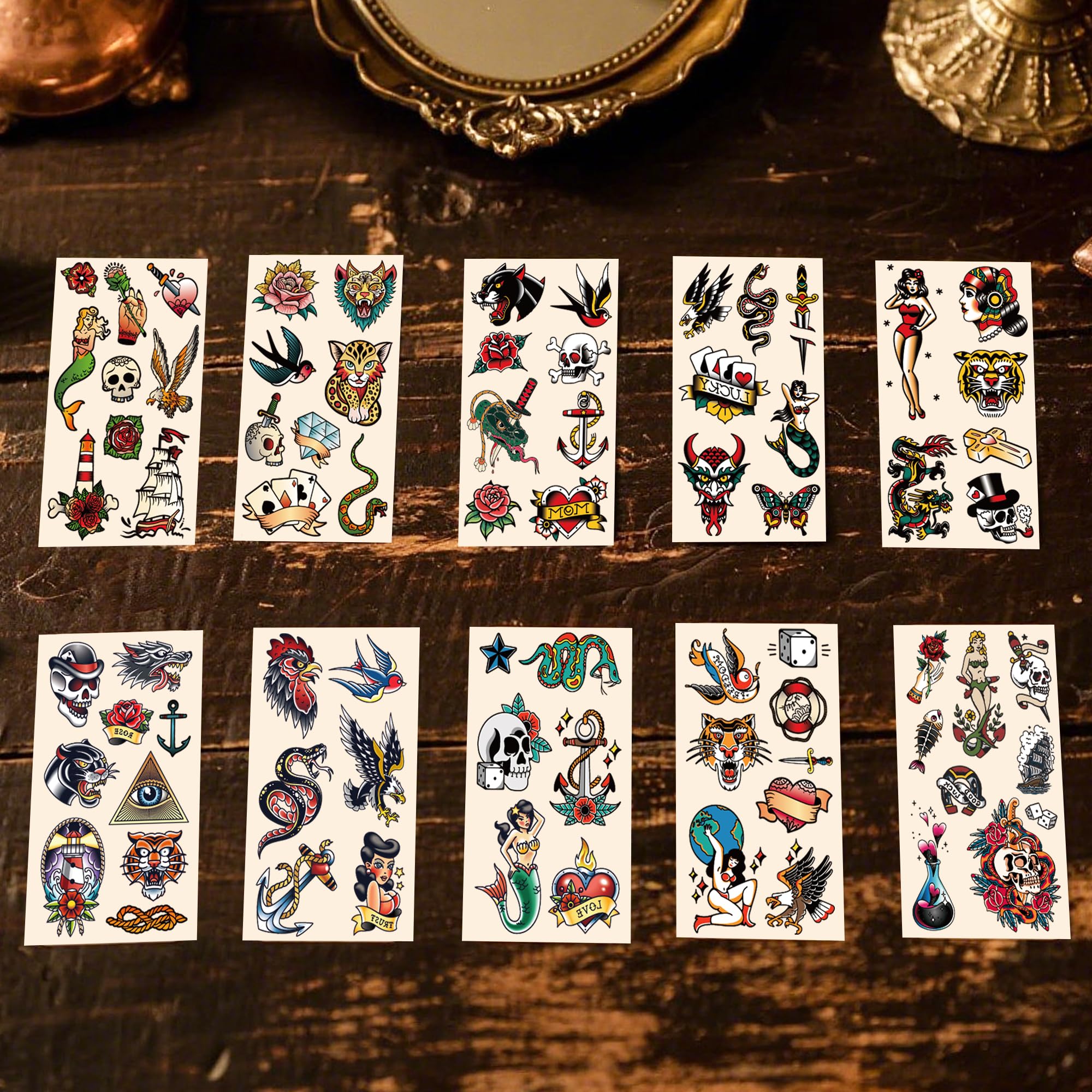 JoyfulGlam tatuaje retro águila: acabado impactante para looks nocturnos.
