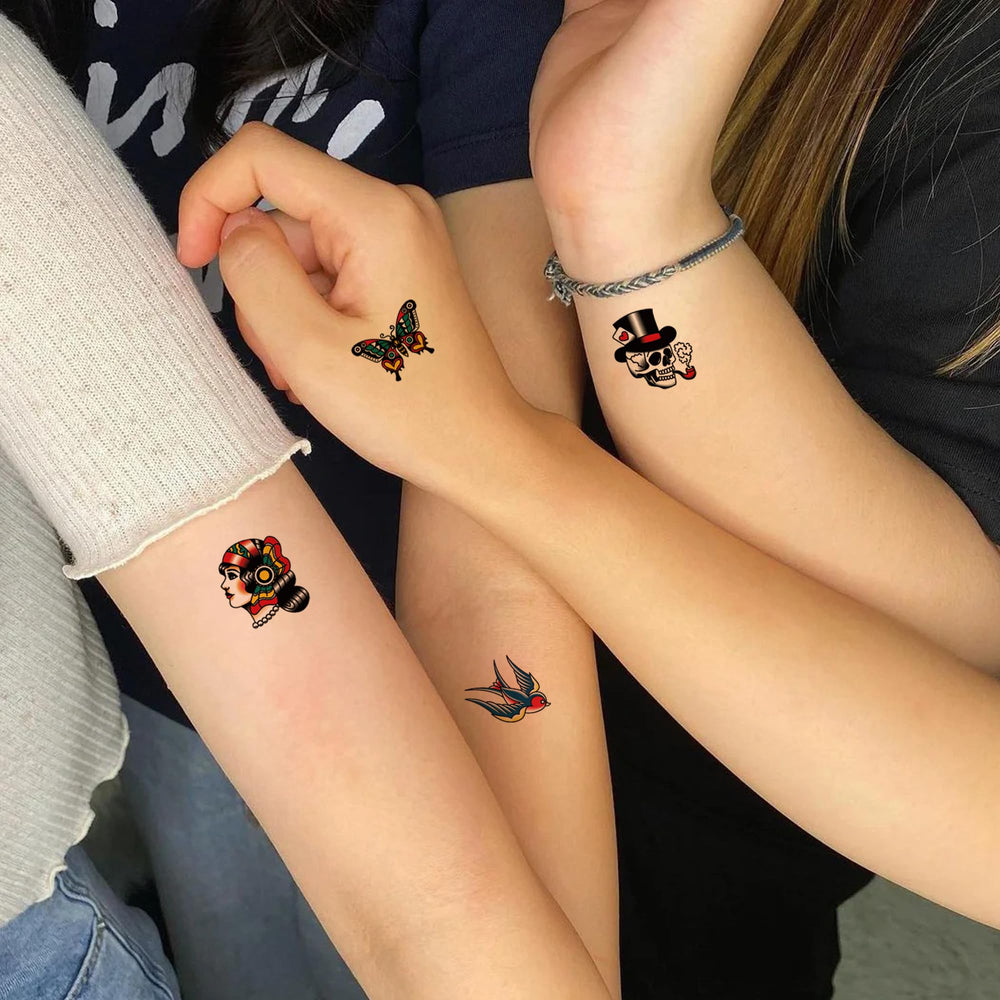 JoyfulGlam tatuaje retro leopardo: vibra atrevida para festivales.