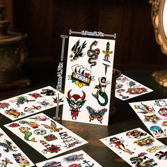 JoyfulGlam tatuaje retro serpiente: diseño audaz para looks atrevidos.