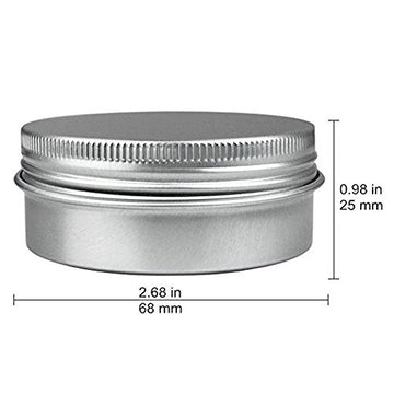 JOYWENG tin redondo aluminio 2oz con tapa rosca, almacenamiento seguro para cosméticos