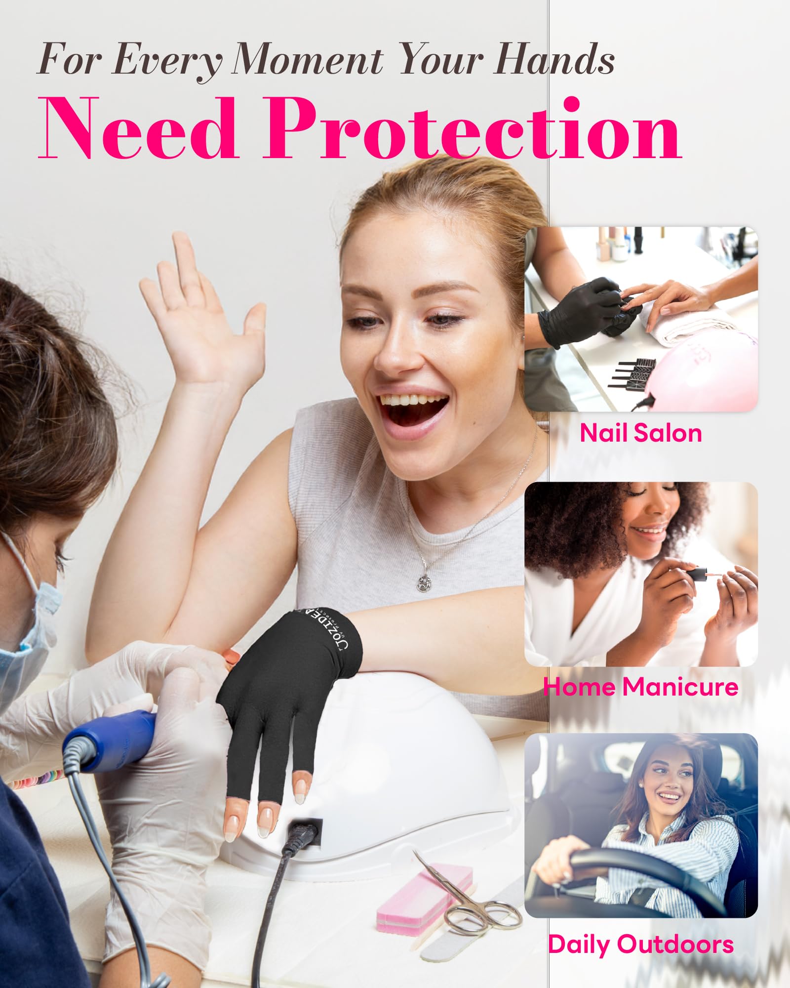 Guantes UV jozidea en negro para un look práctico y protección diaria