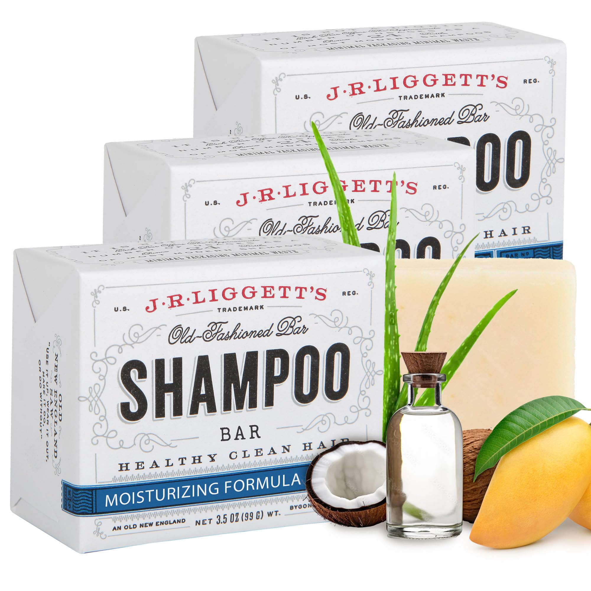Barra de shampoo J.R.LIGGETT'S con coco para cabello suave