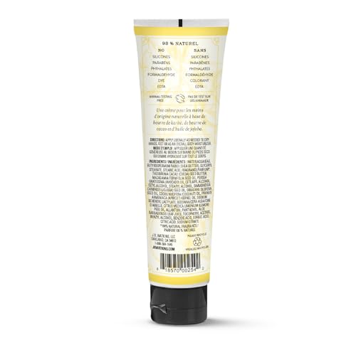 J.R. Watkins crema de manos, ingredientes clave en primer plano para nutrir la piel.