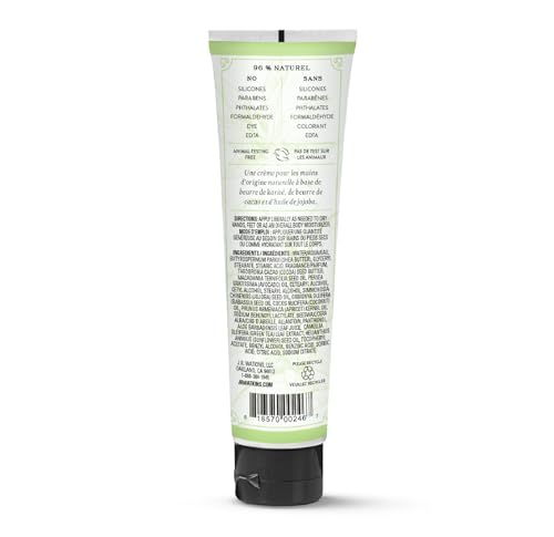Crema de manos J.R. Watkins con manteca de karité y cacao para piel nutrida.