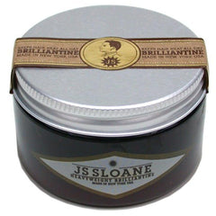 JS Sloane pomada pesada brillantina en tarro, control duradero y aroma fresco.