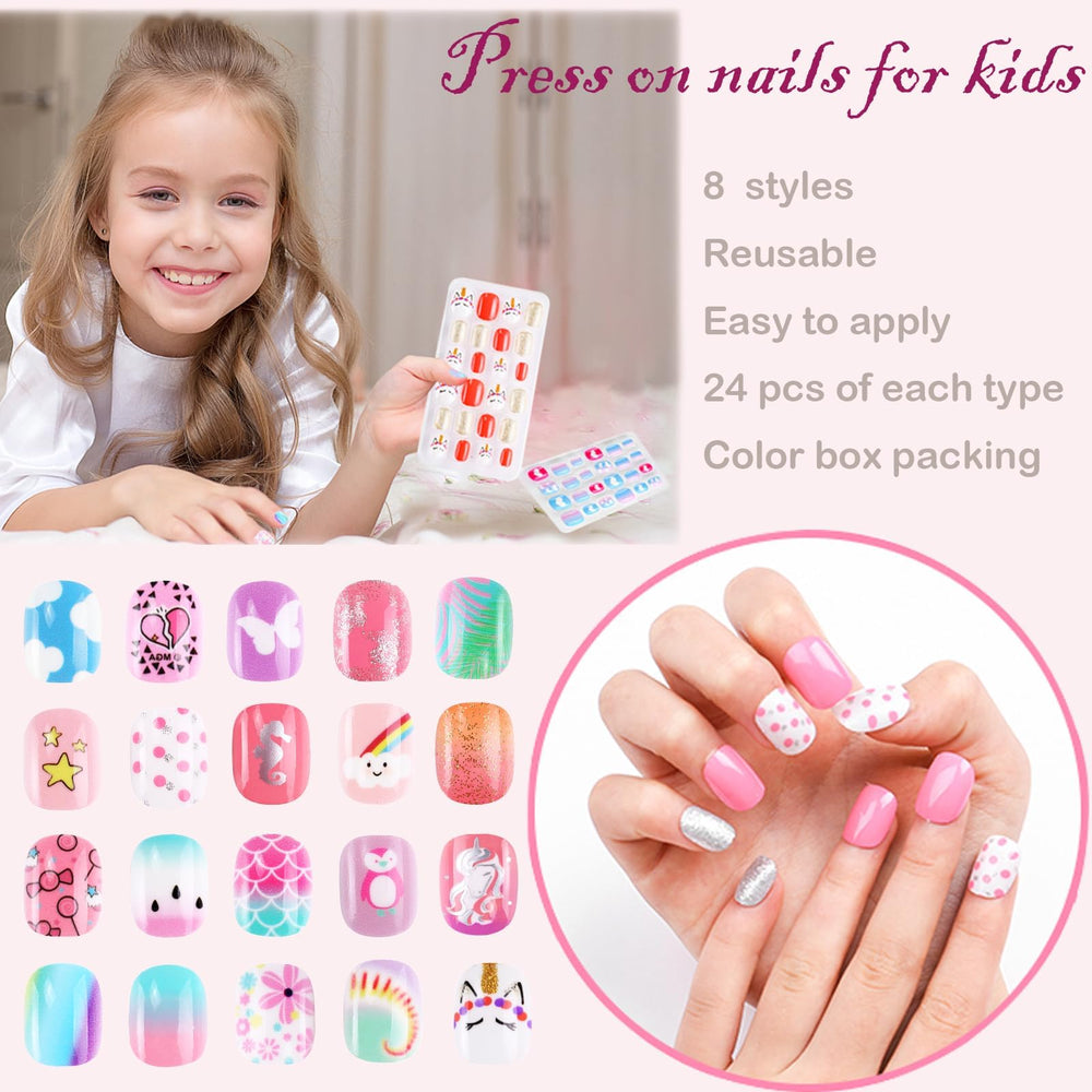 Jsiallye: ocho paquetes de uñas para niñas, fáciles de aplicar en casa.
