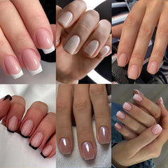 Jsiallye caja con conjunto de uñas francesas adhesivas para looks rápidos