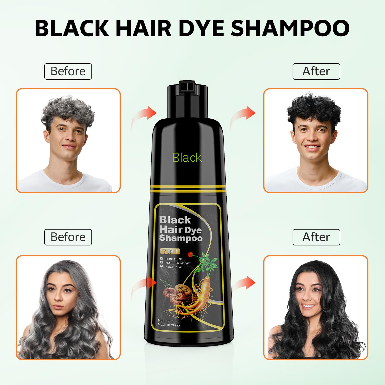 Aplicación fácil de JUANCHI para cabello negro en 15-20 minutos en casa.