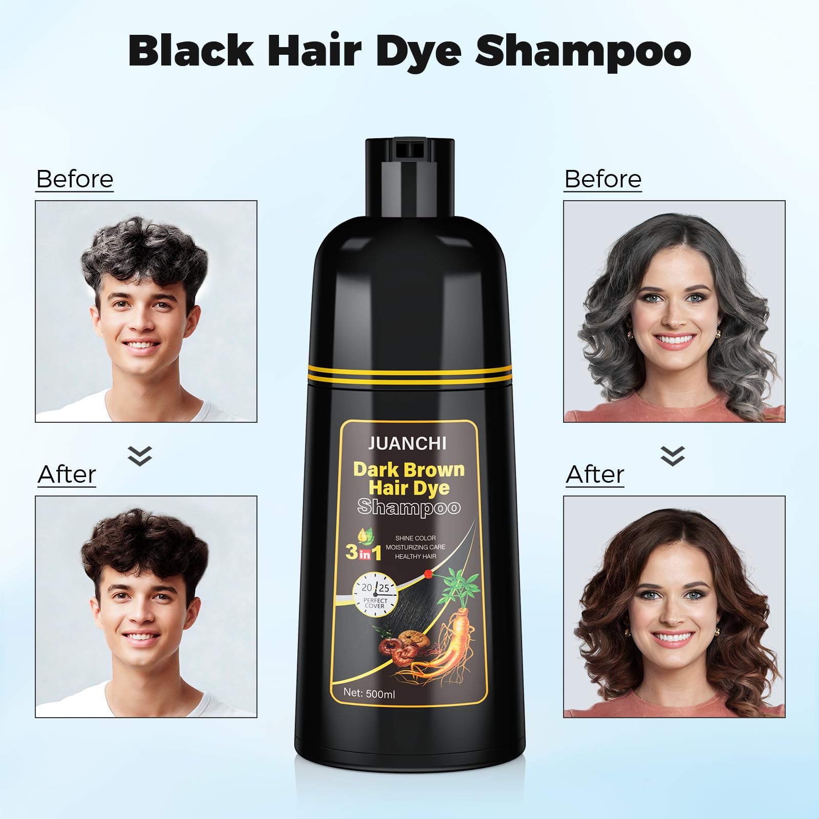 JUANCHI Tinte shampoo aplica rapido en manos para teñir el cabello
