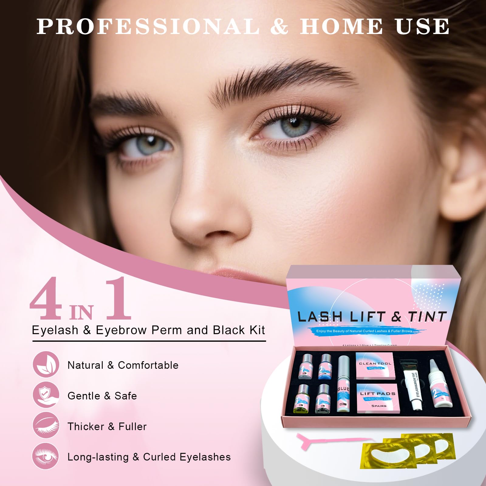 Curva duradera tras tratamiento con JUANPHEA Lash Lift Black.