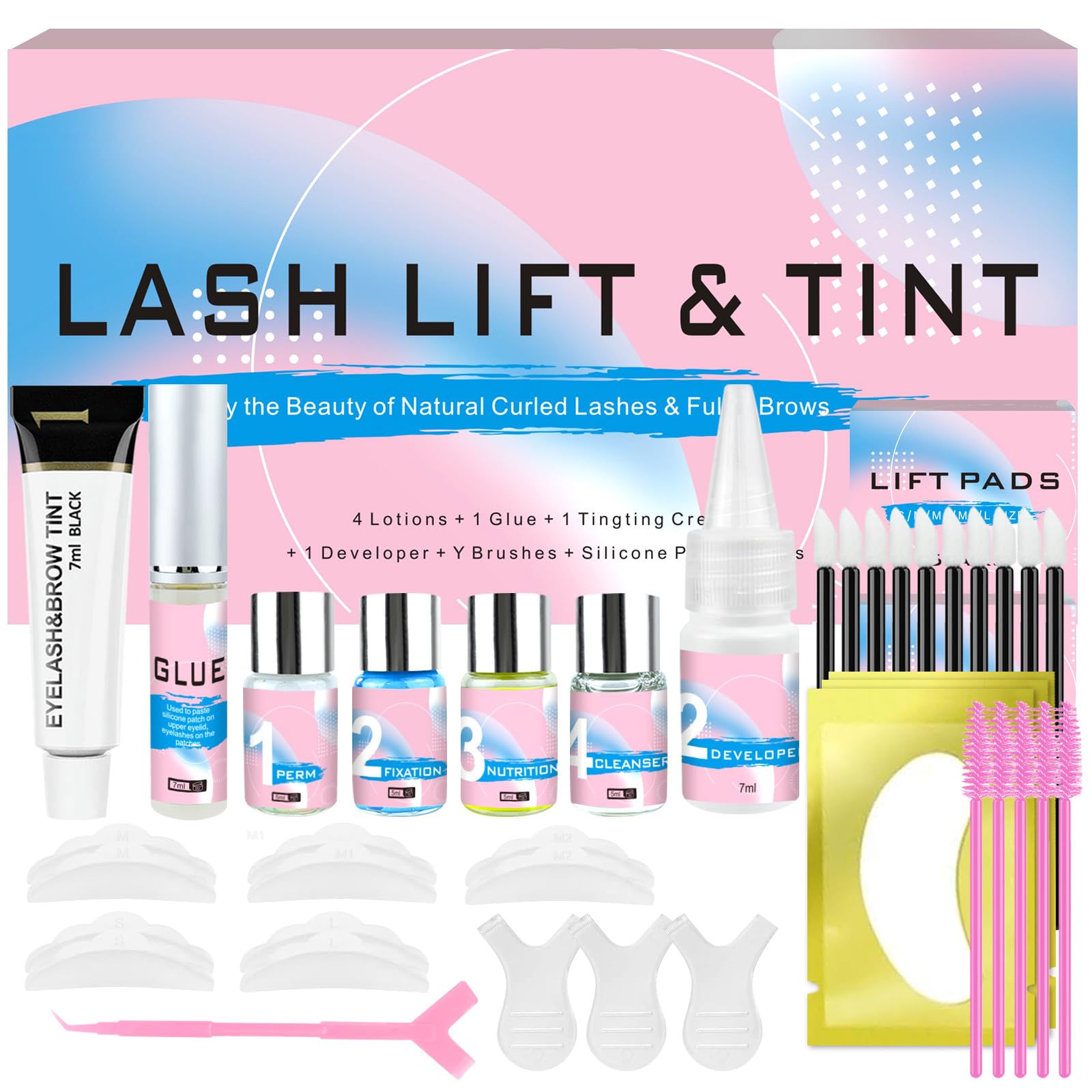 Frasco de solución JUANPHEA Lash Lift Black Kit para resultados profesionales en casa.