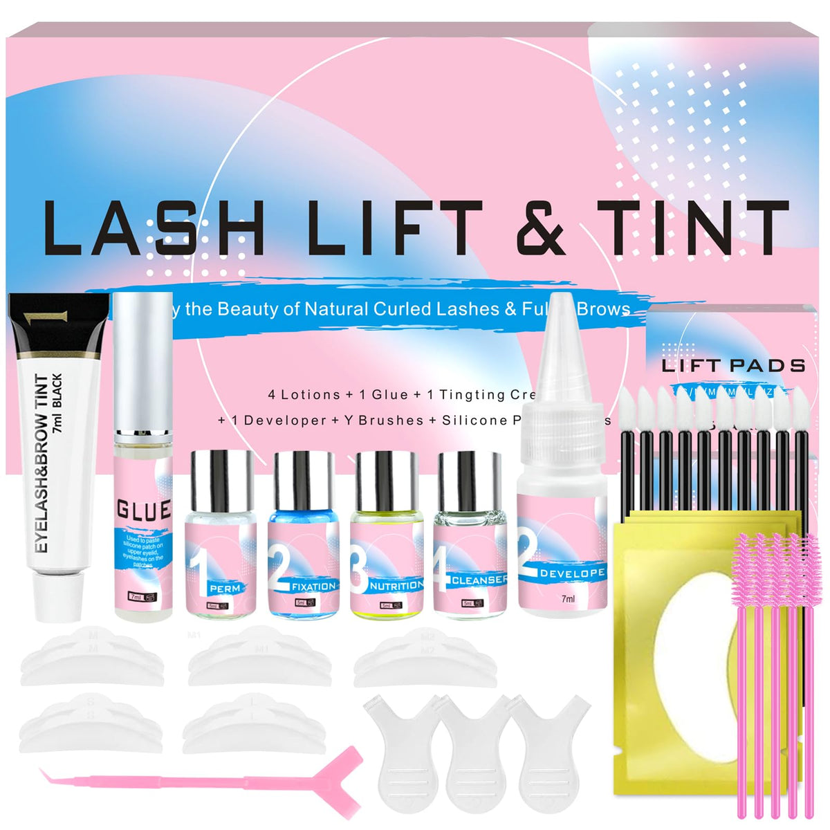 Frasco de solución JUANPHEA Lash Lift Black Kit para resultados profesionales en casa.