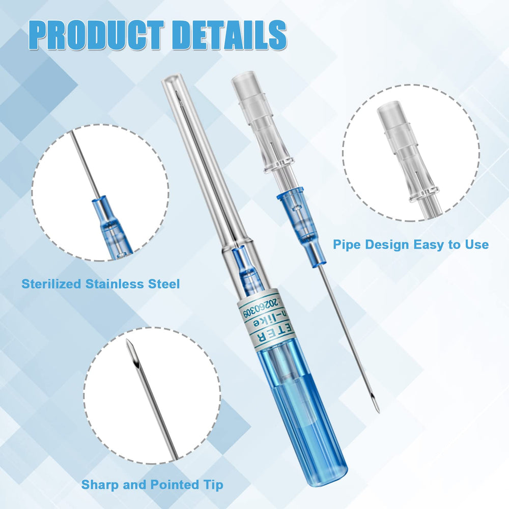 Judero 16G catéter, aguja para perforación de lengua, punta afilada y seguro manejo.
