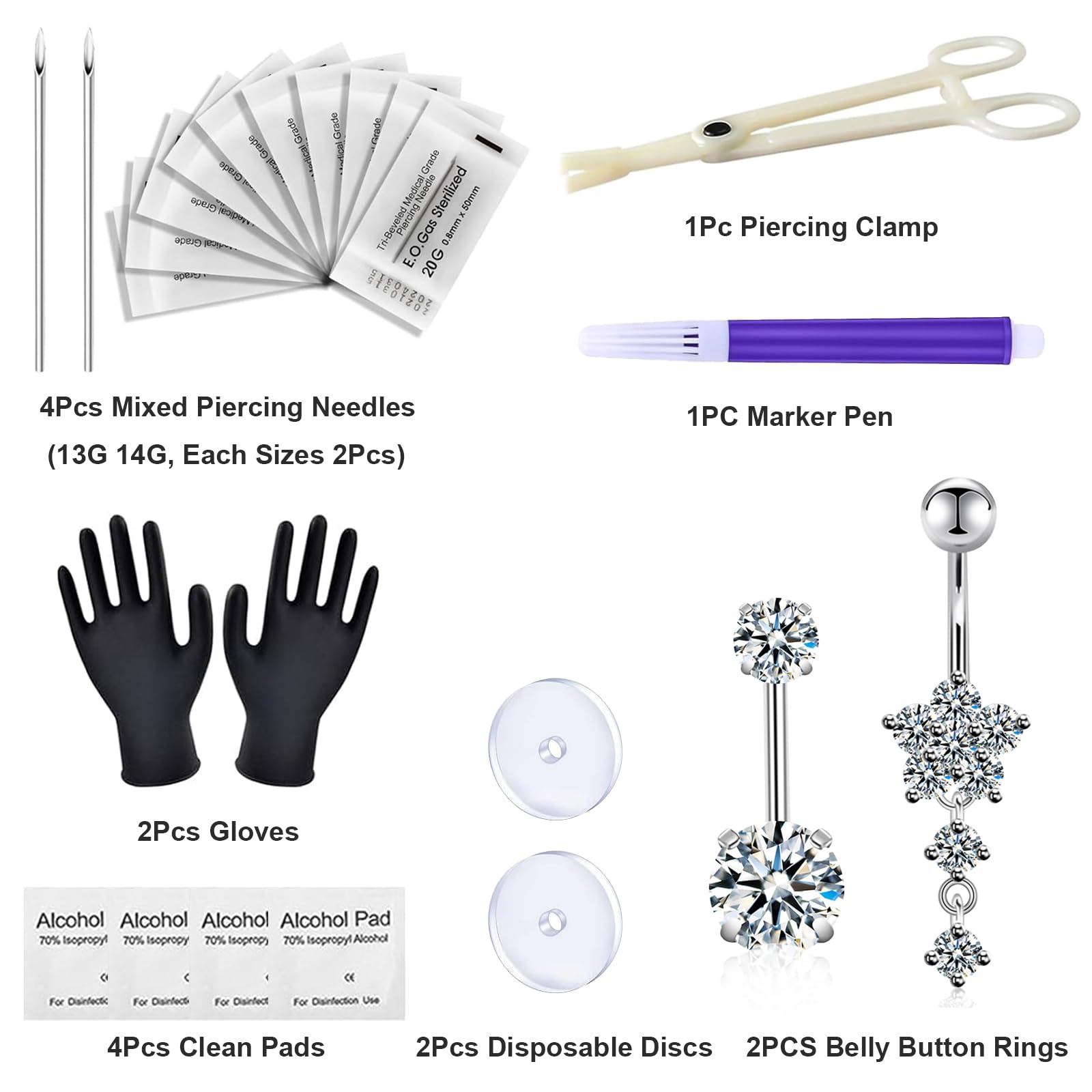 Judero anillos 14G para ombligo, ideal para uso diario con estilo.