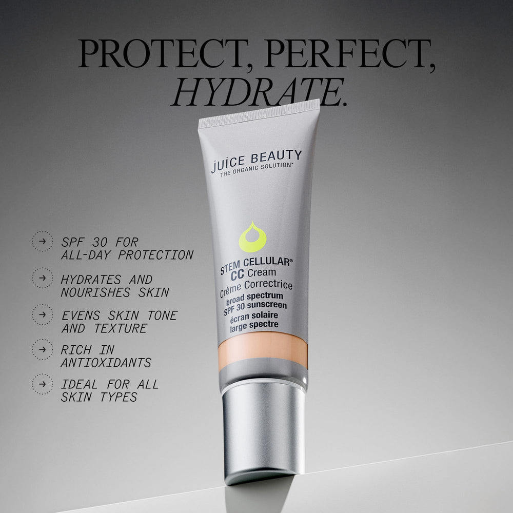 Tono Warm Glow de Juice Beauty Stem Cellular CC Cream SPF 30 en la piel