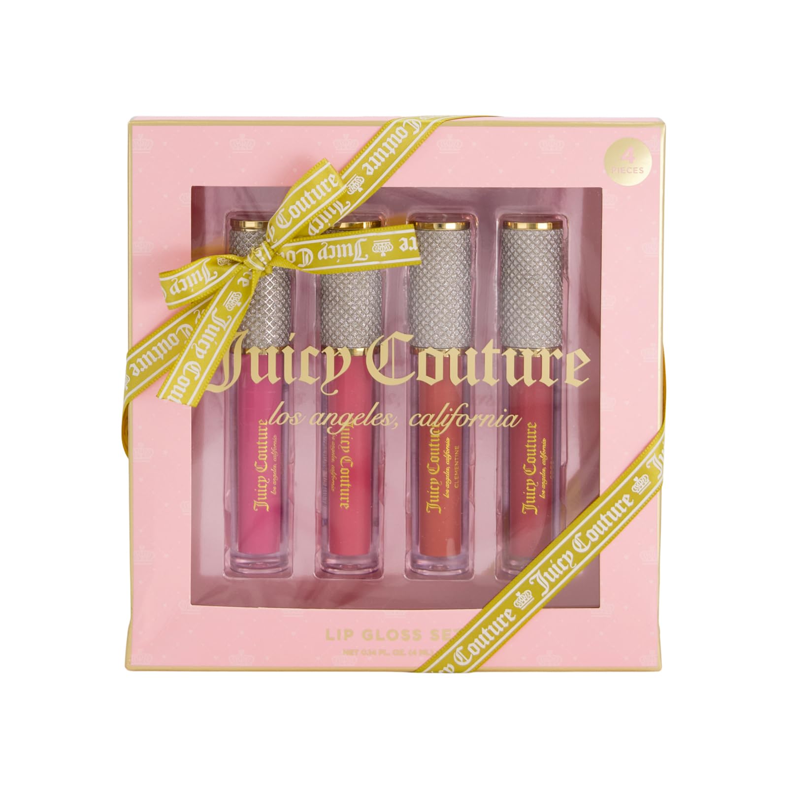 Brillos labiales Juicy Couture con empaque lujoso, ideal para regalo.