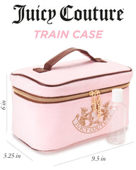 Organizador de cosméticos Juicy Couture rosa velour con diseño elegante para uso diario.