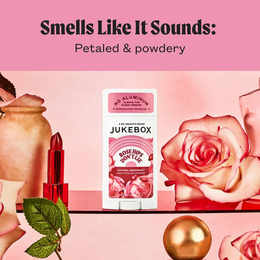 JUKEBOX desodorante natural para mujeres, cuidado de la piel, ingredientes nutritivos.