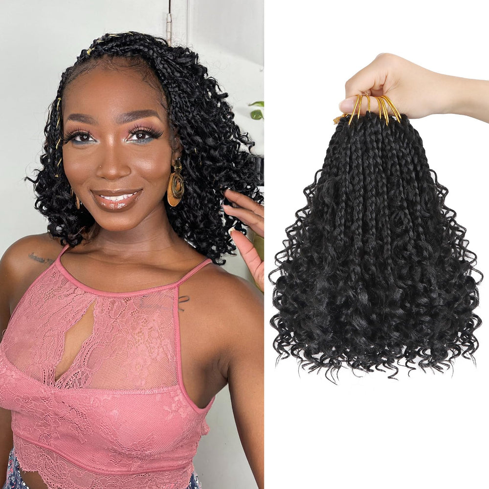 Julen Goddess Box Braids cabellos bohemios 8 pulgadas para un look suave y elegante