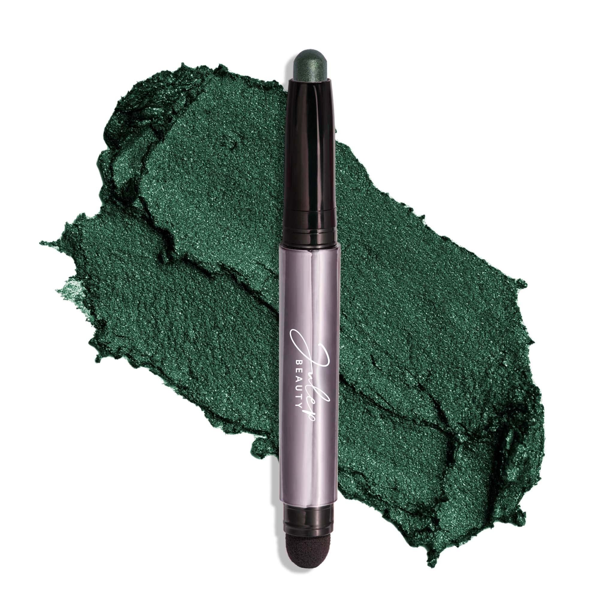 Sombra 101 de Julep en verde esmeralda brillante, acabado crema-polvo para ojos impactantes