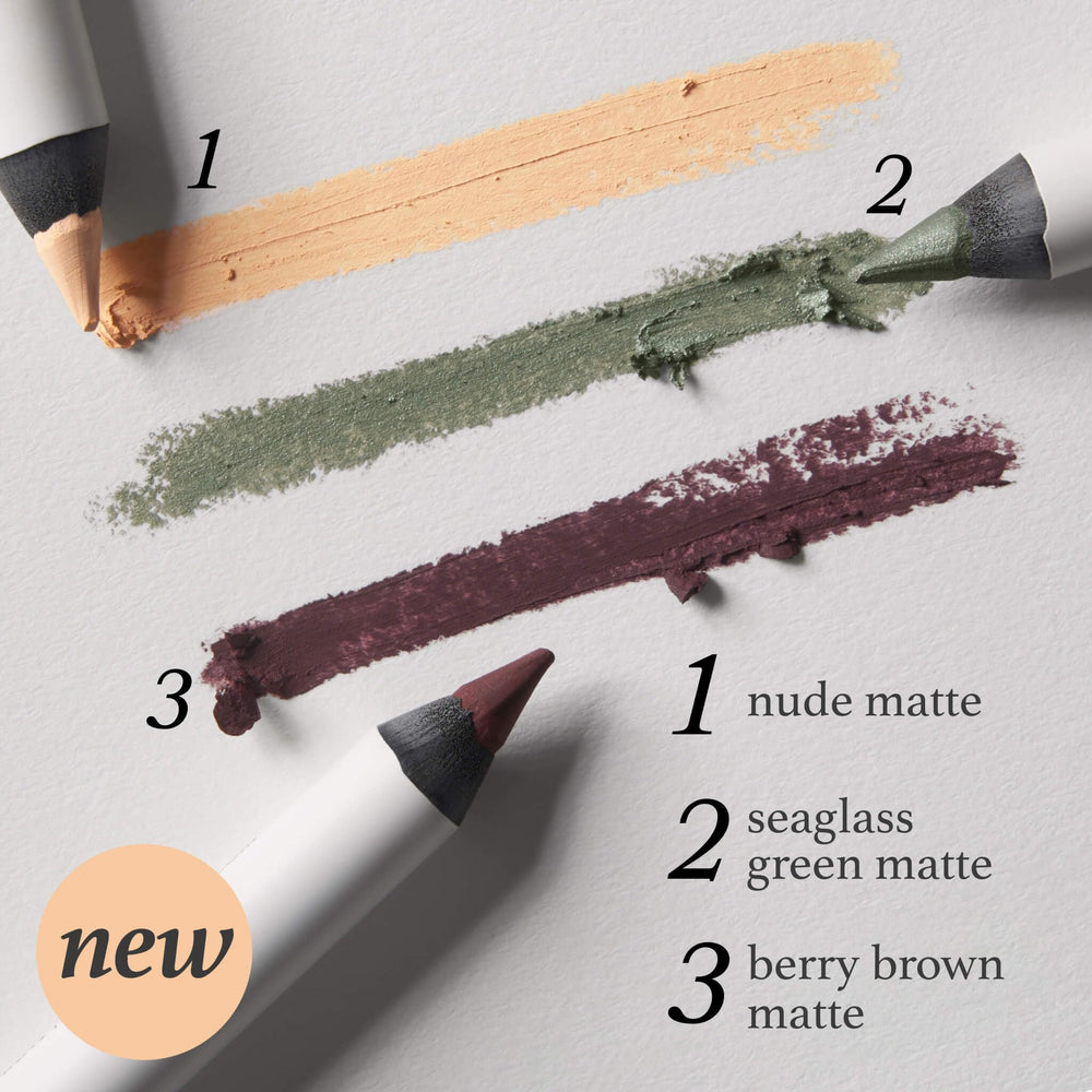 Lápiz gel afilable Julep verde mate en primer plano de uso diario