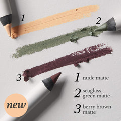 Lápiz gel afilable Julep verde mate en primer plano de uso diario