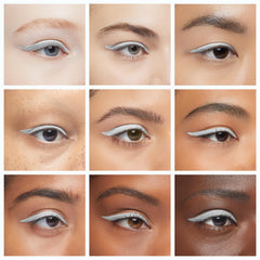 Lápiz gel Julep con delineado blanco mate para looks limpios y modernos.