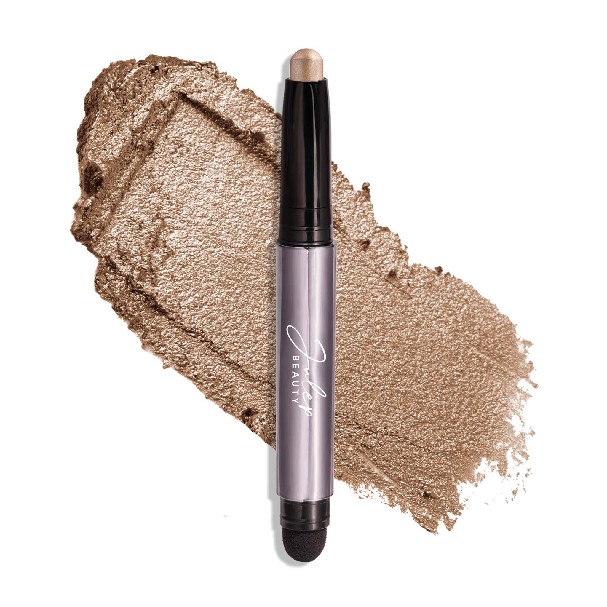 Sombra Julep Eyeshadow 101 en crema-polvo con acabado plateado para brillo suave.