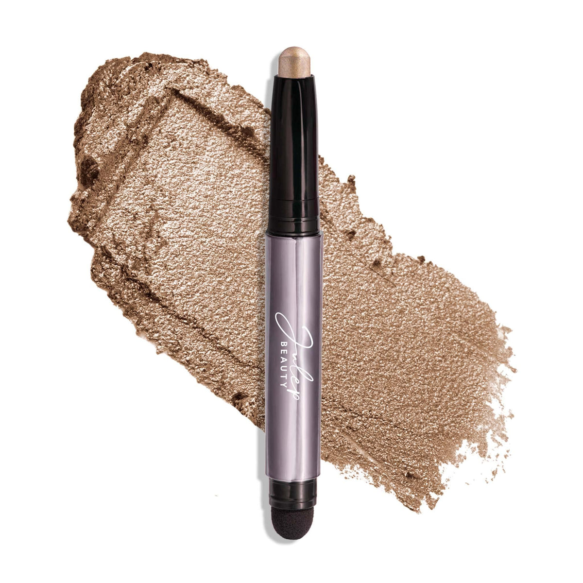 Sombra Julep Eyeshadow 101 en crema-polvo con acabado plateado para brillo suave.
